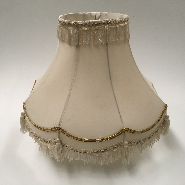 LAMPSHADE, Victorian (Medium) - Cream w Gold Trim & Fringe